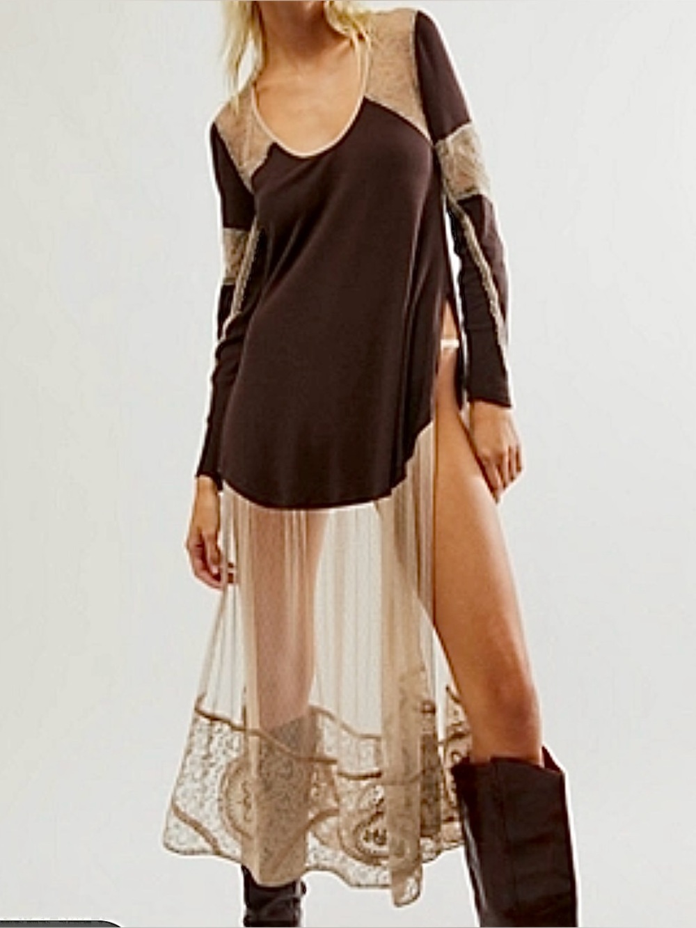 LIKE NEW • Free People Sitting Pretty Maxi Thermal Top •